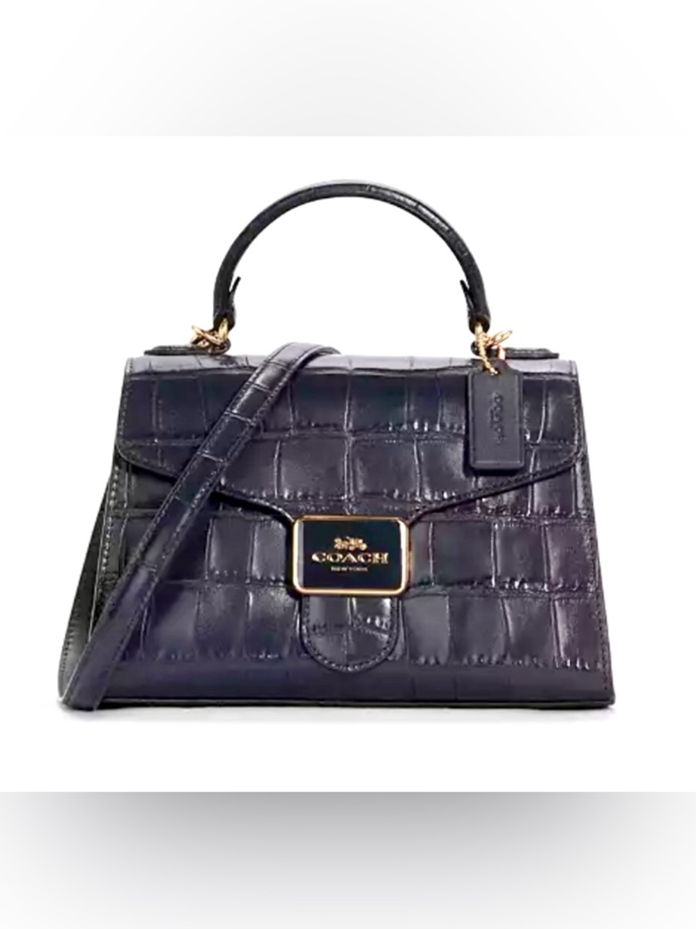 Authentic Coach midnight Pepper satchel with mock croc effect